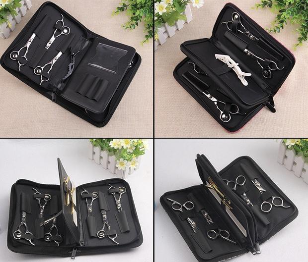 4 Piece Leather Scissors Case in - Leather Pouch For Hair Stylists & Barbers