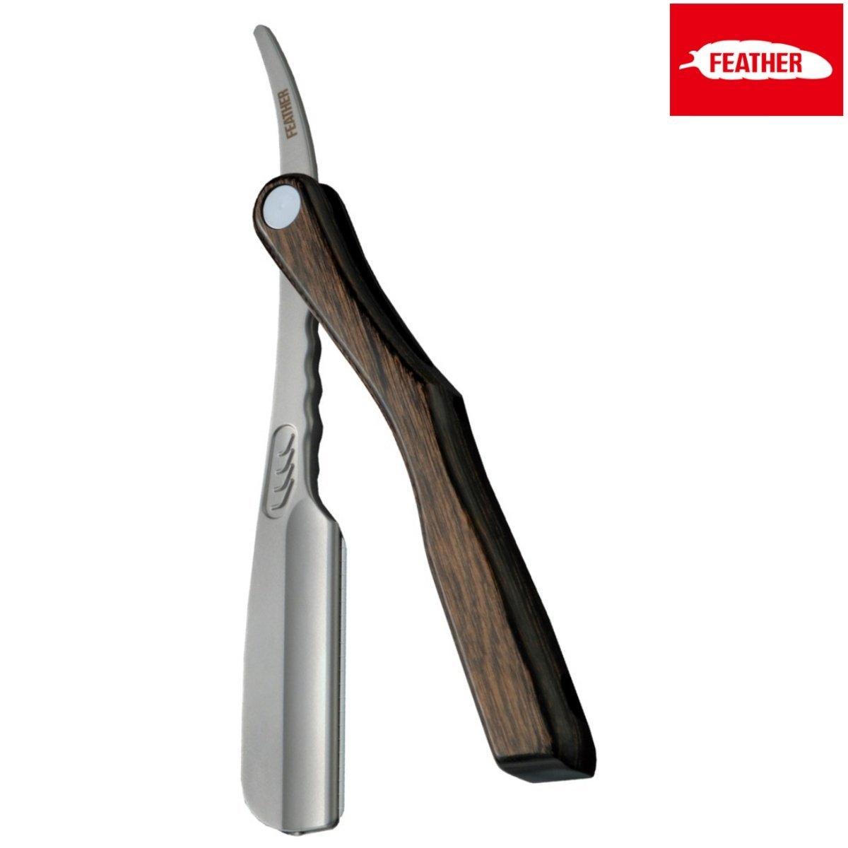 Feather Japan Artist Club SS Wooden Folding Razor in - Styling Razor For Hair Stylists & Barbers