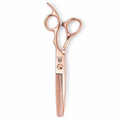 Juntetsu Rose Gold Hairdressing Scissor Set - thinning scissor, front view