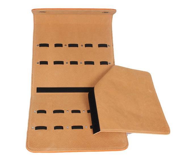 Premium JP Leather Scissor Case: 10 Piece Scissor Protector in - Leather Pouch For Hair Stylists & Barbers