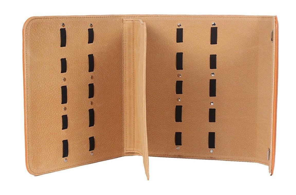 Premium JP Leather Scissor Case: 10 Piece Scissor Protector in - Leather Pouch For Hair Stylists & Barbers