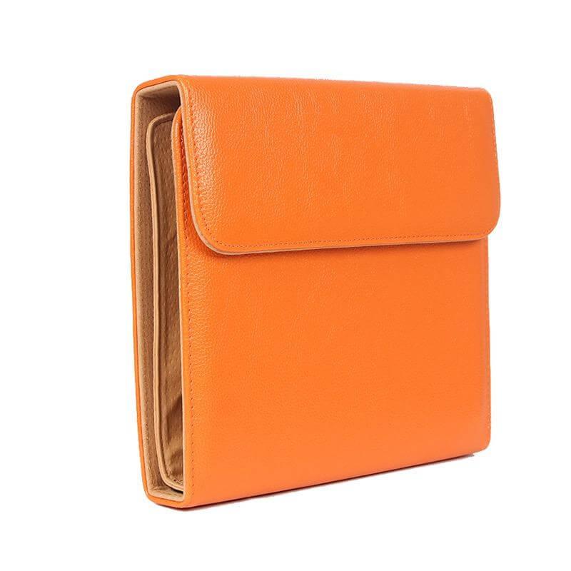 Premium JP Leather Scissor Case: 10 Piece Scissor Protector in Orange - Leather Pouch For Hair Stylists & Barbers