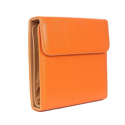 Premium JP Leather Scissor Case: 10 Piece Scissor Protector in Orange - Leather Pouch For Hair Stylists & Barbers