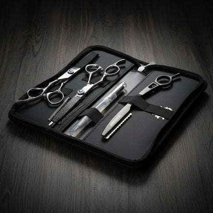 2pc Leather Scissors Case in - Leather Pouch For Hair Stylists & Barbers