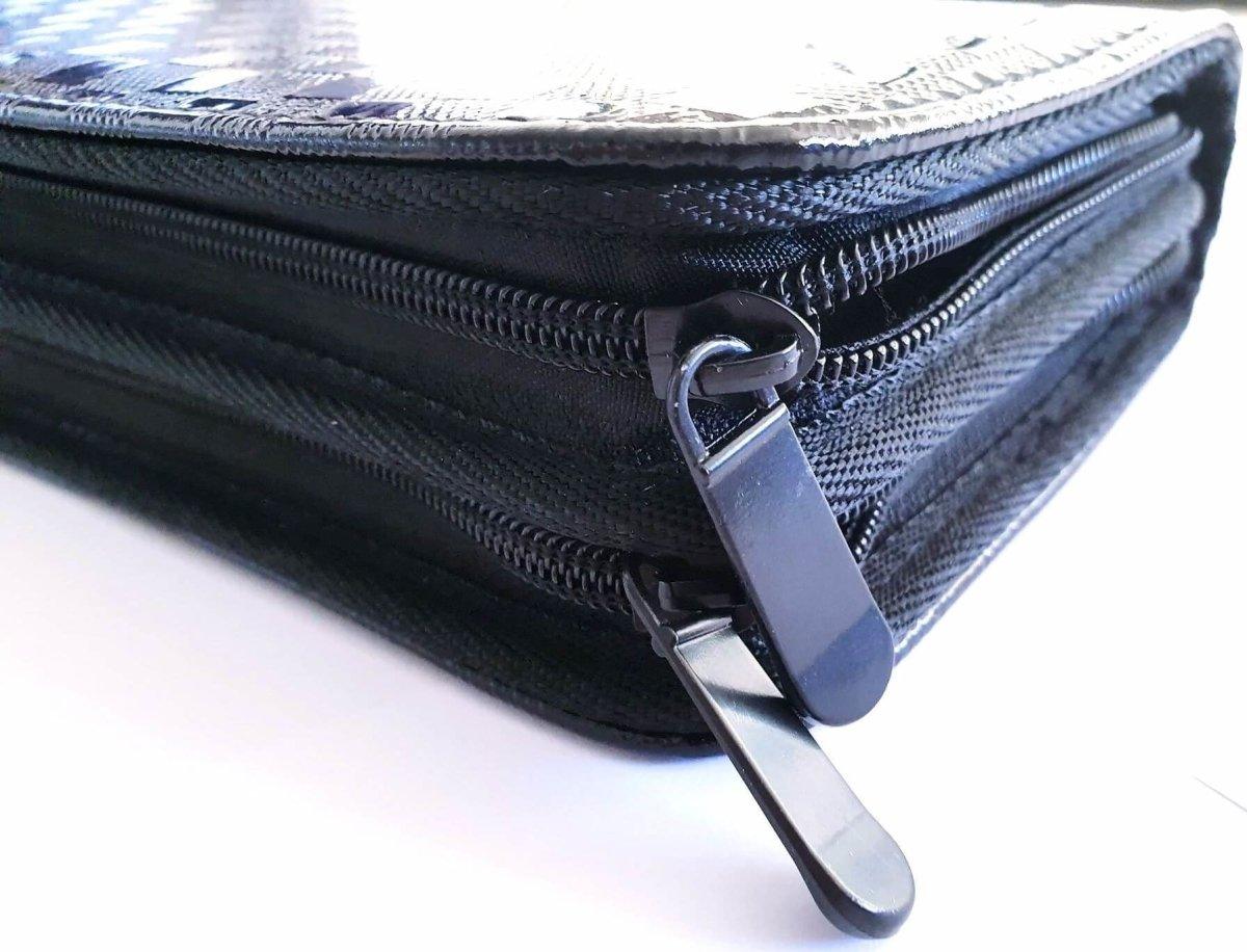 4pcs - Black Checkered Leather Scissors Pouch in - Leather Pouch For Hair Stylists & Barbers