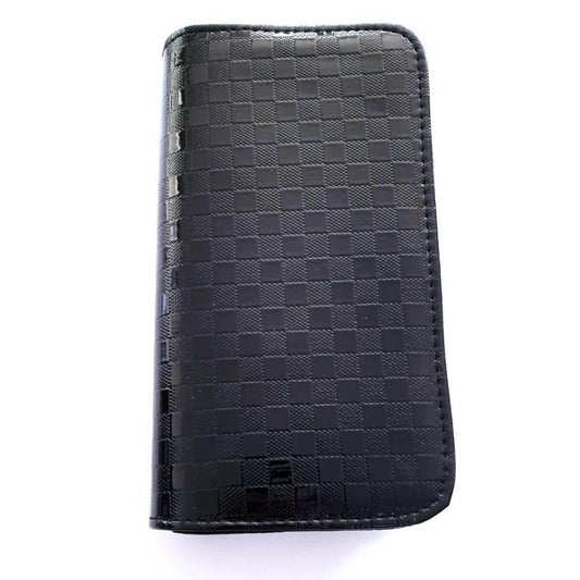 4pcs - Black Checkered Leather Scissors Pouch in - Leather Pouch For Hair Stylists & Barbers