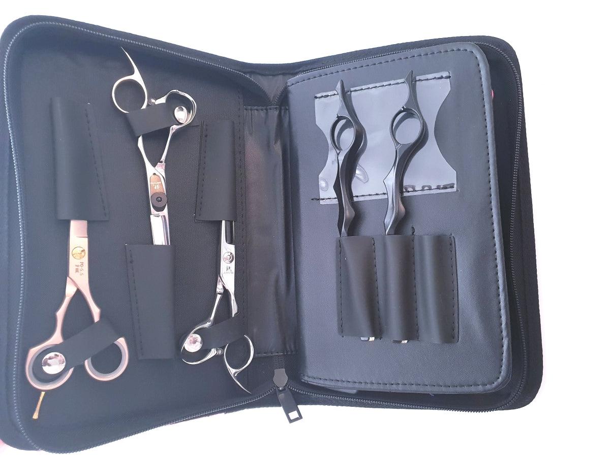6pcs - Pink Leather Scissors Pouch in - Leather Pouch For Hair Stylists & Barbers