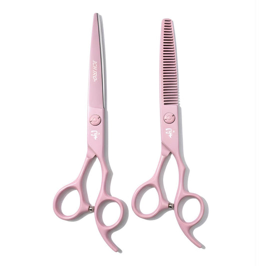 Ichiro Pastel Pink Hair Cutting and Thinning Scissor Set From Japan (SKU: ICH-PNK-S50) 