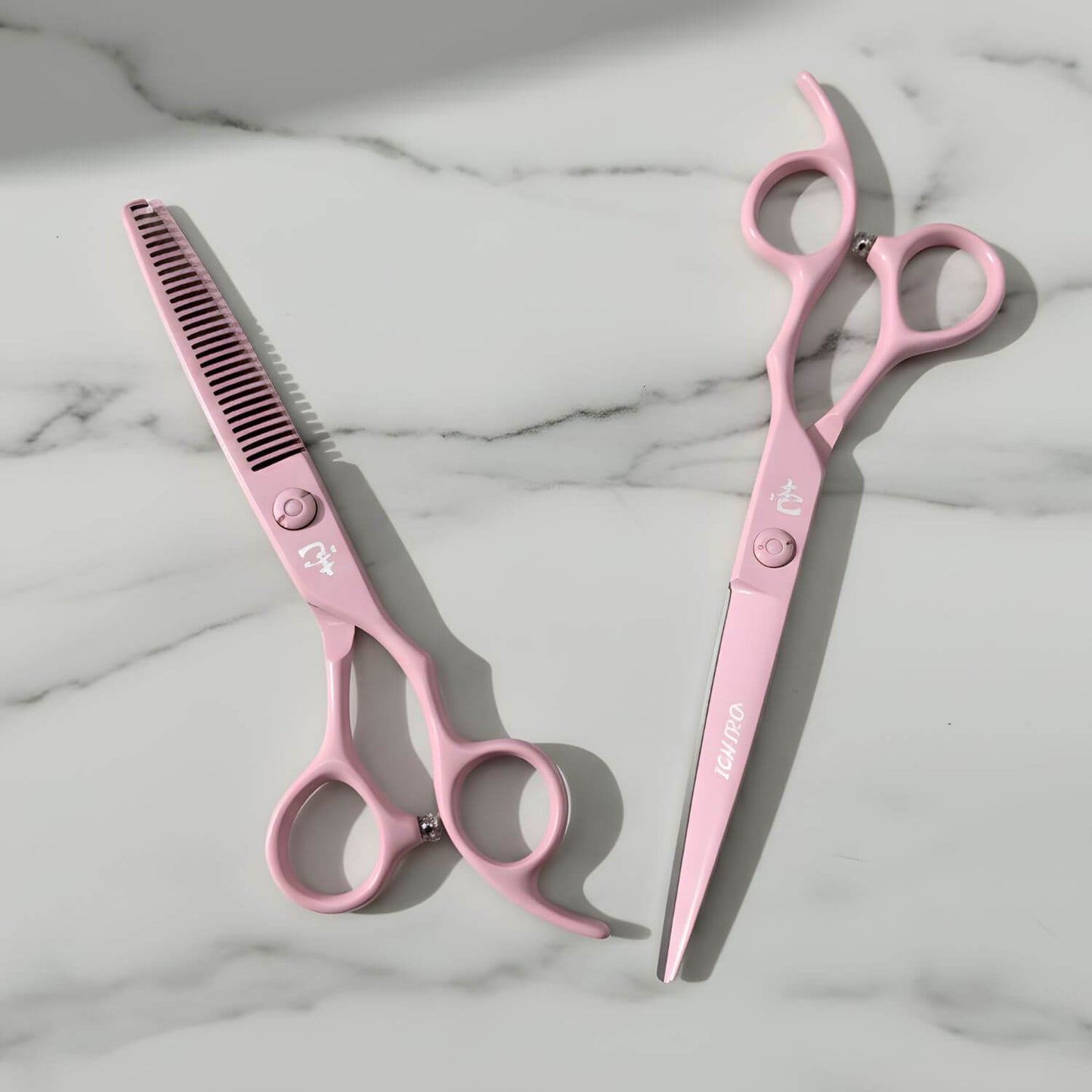 Ichiro Pastel Pink Hair Cutting and Thinning Scissor Set From Japan (SKU: ICH-PNK-S50) 