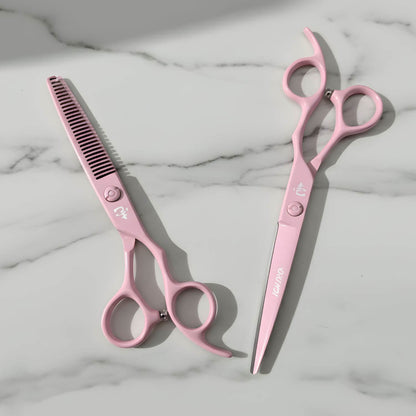 Ichiro Pastel Pink Hair Cutting and Thinning Scissor Set From Japan (SKU: ICH-PNK-S50) 