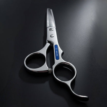 Juntetsu Aero Pro Hair Cutting & Thinning Scissor & Texturizing Shear Set - thinning shear handle closeup(SKU: JUN-APS-5530)