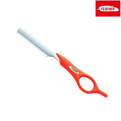 Feather Styling & Texturizing Razor Short Handle in Fluro Orange - Styling Razor For Hair Stylists & Barbers
