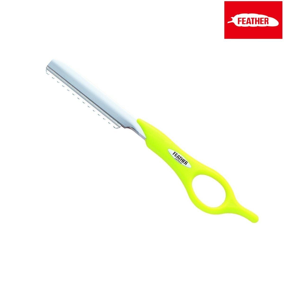 Feather Styling & Texturizing Razor Short Handle in Fluro Green - Styling Razor For Hair Stylists & Barbers