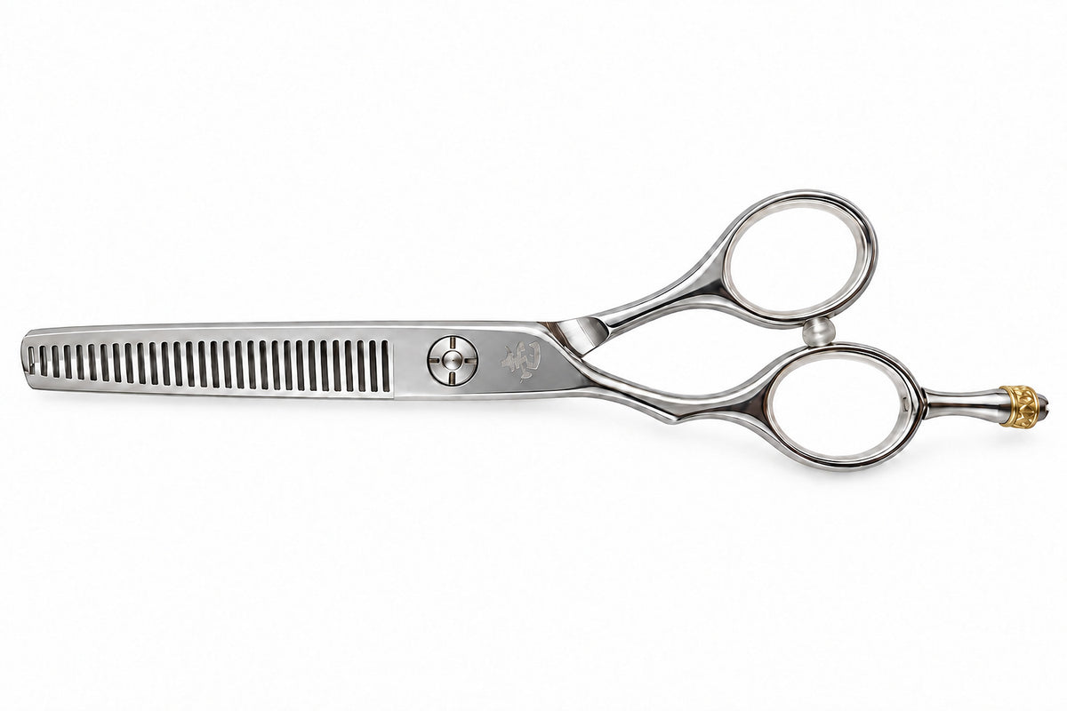 Ichiro Crown Lefty Hair Thinning Scissors, 6.0 inch left-handed with V-shaped teeth, Japan Scissors NZ (SKU: ICH-CRN-LT60)