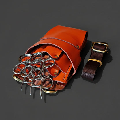 Premium Leather Hairstylist Holster: Protect 5 Hair Shears in - Leather Holster For Hair Stylists & Barbers