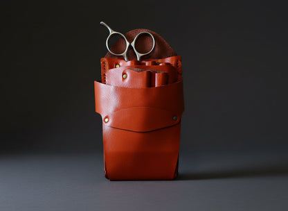 Premium Leather Hairstylist Holster: Protect 5 Hair Shears in - Leather Holster For Hair Stylists & Barbers