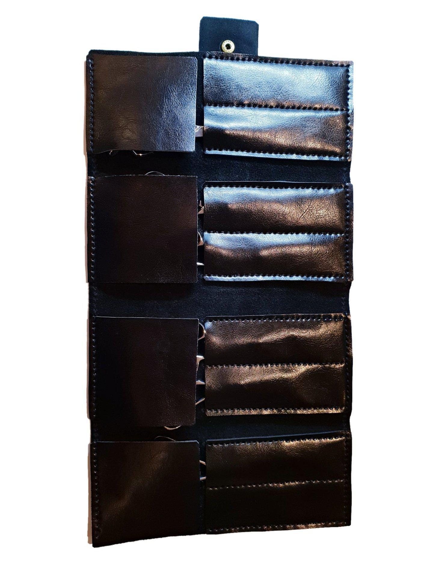 Premium Black Scissor Wallet: 8 Piece Roll-Up Shear Wallet in - Leather Pouch For Hair Stylists & Barbers