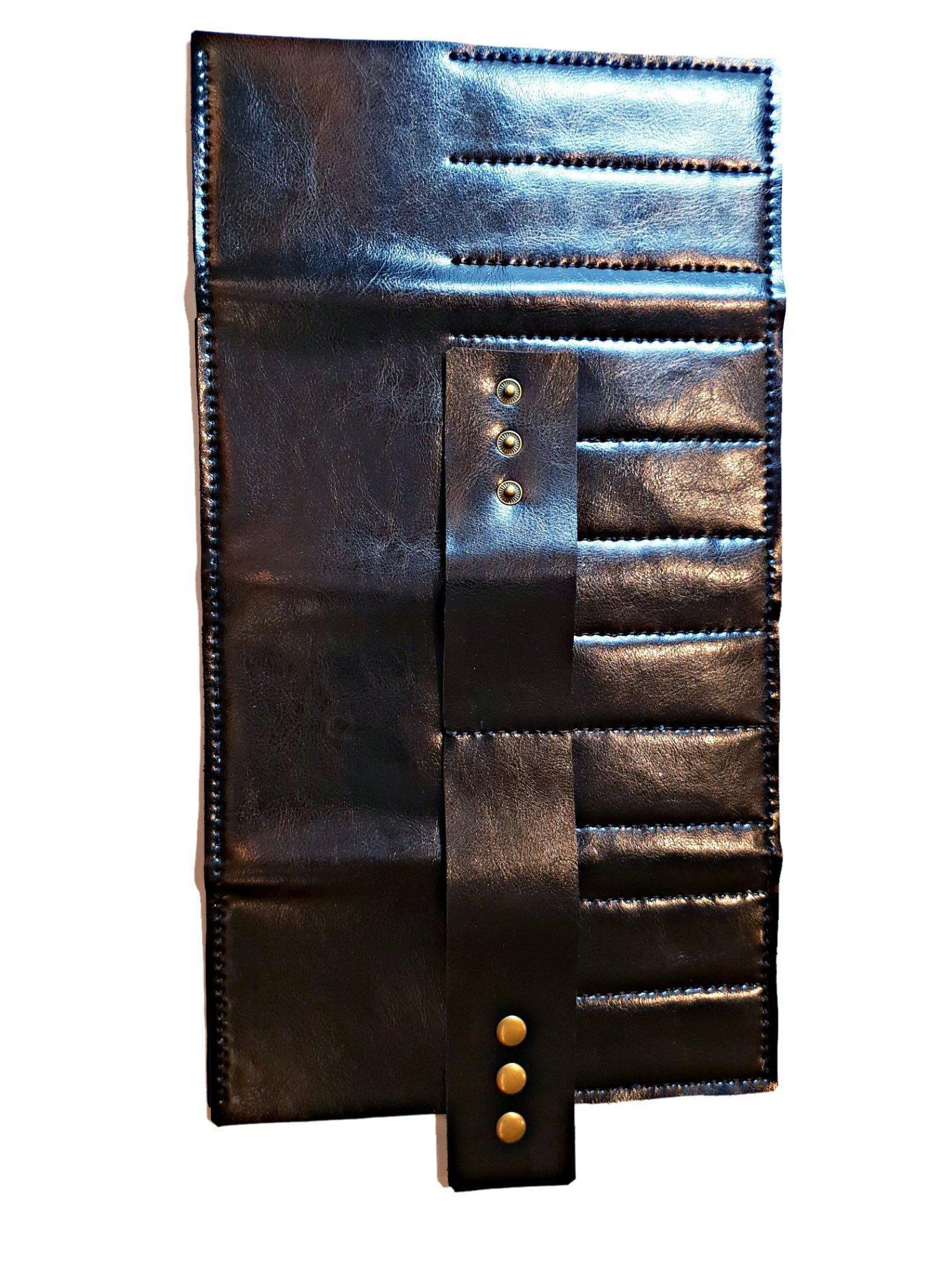 Premium Black Scissor Wallet: 8 Piece Roll-Up Shear Wallet in - Leather Pouch For Hair Stylists & Barbers