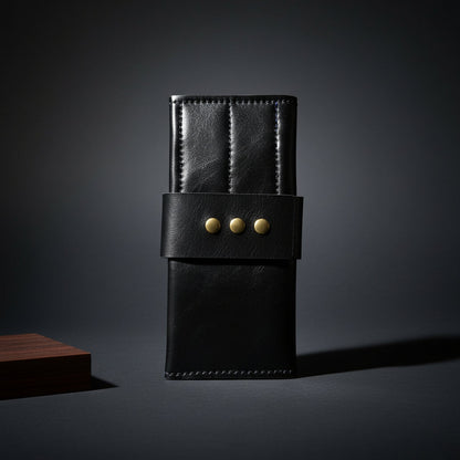 Premium Black Scissor Wallet: 8 Piece Roll-Up Shear Wallet in - Leather Pouch For Hair Stylists & Barbers