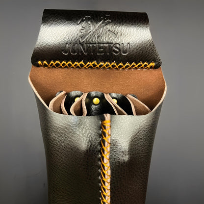 Juntetsu Dusk Brown Leather Holster - 4 Scissor Pocket (SKU: JUN-DUSK-4PC)