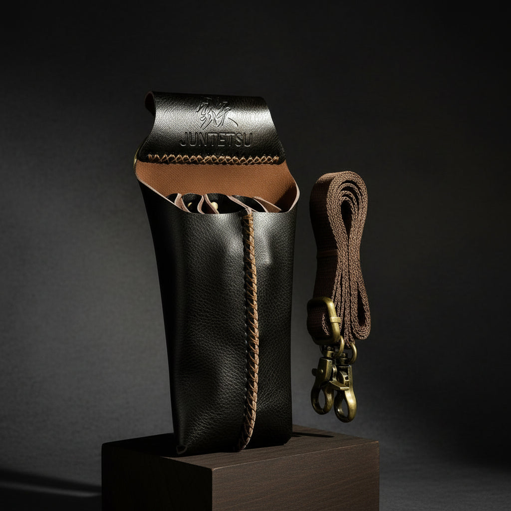 Juntetsu Dusk Brown Leather Holster - 4 Scissor Pocket (SKU: JUN-DUSK-4PC)