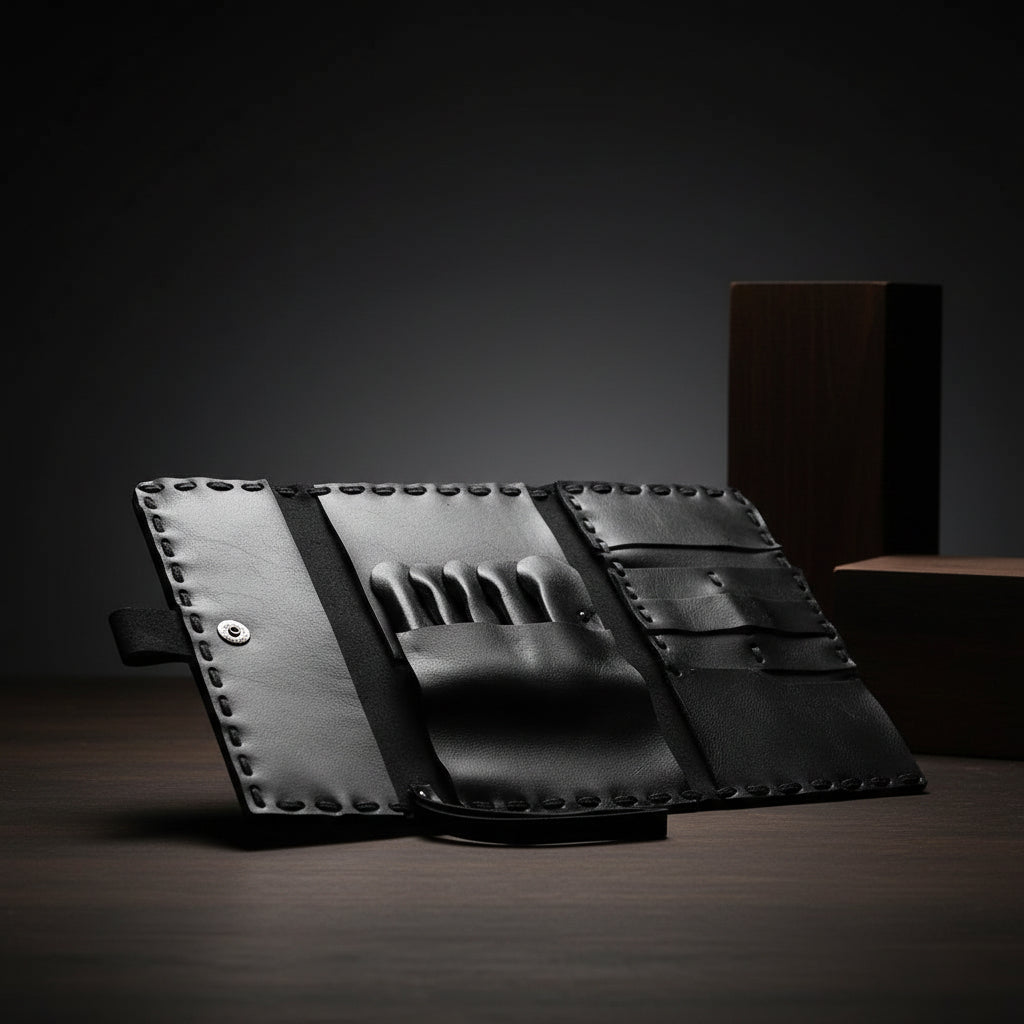 Juntetsu Heritage Leather Laced Wallet: Protects 4 Scissors (SKU: JUN-JUNTETSU-HER-WOV-4PC)