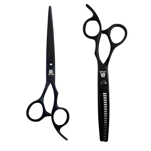 Juntetsu Matte Black Offset Professional Scissors Set (SKU: JUN-JMTB-S50)