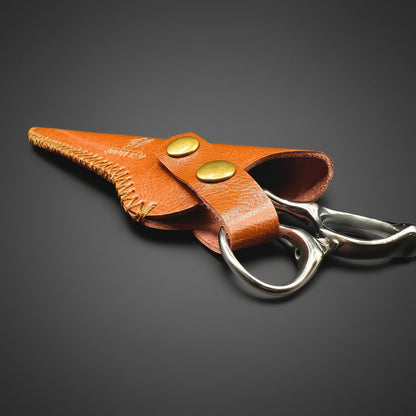 Juntetsu Premium Single Scissor Protector - Hand-Stitched Leather (SKU: JUN-JUNTETSU-J01-BROWN)