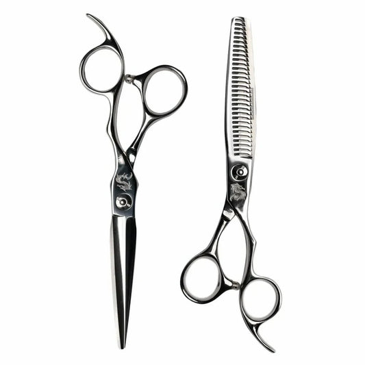 Kamisori Sword Hair Cutting & Thinning Scissor Set in - Hair Cutting & Thinning Scissors Set For Hair Stylists & Barbers