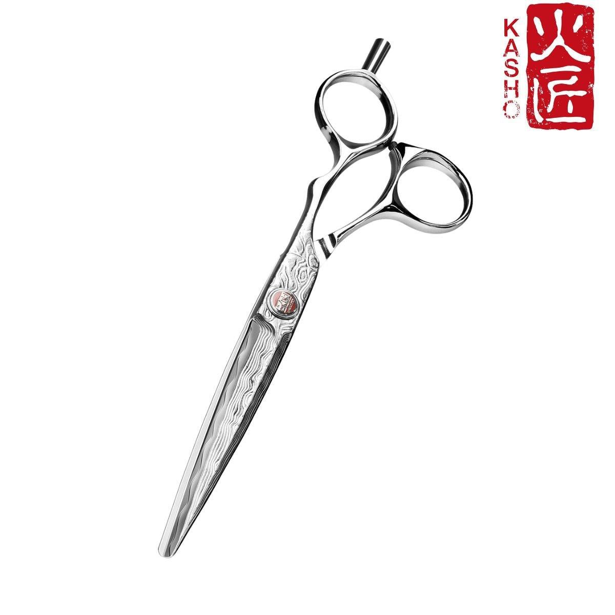 Kasho Damascus Offset Hair Cutting Scissors in - Hair Cutting Scissors For Hair Stylists & Barbers (SKU: SCKAD55OS)