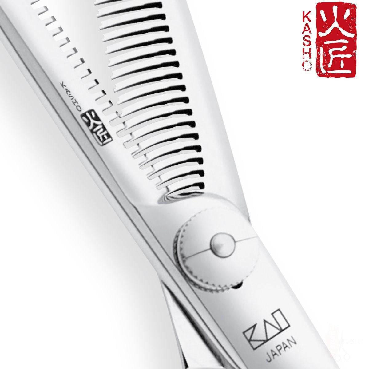 Kasho Green Hair Thinning Scissors in - Hair Thinning Scissors For Hair Stylists & Barbers (SKU: SCKGRT15)