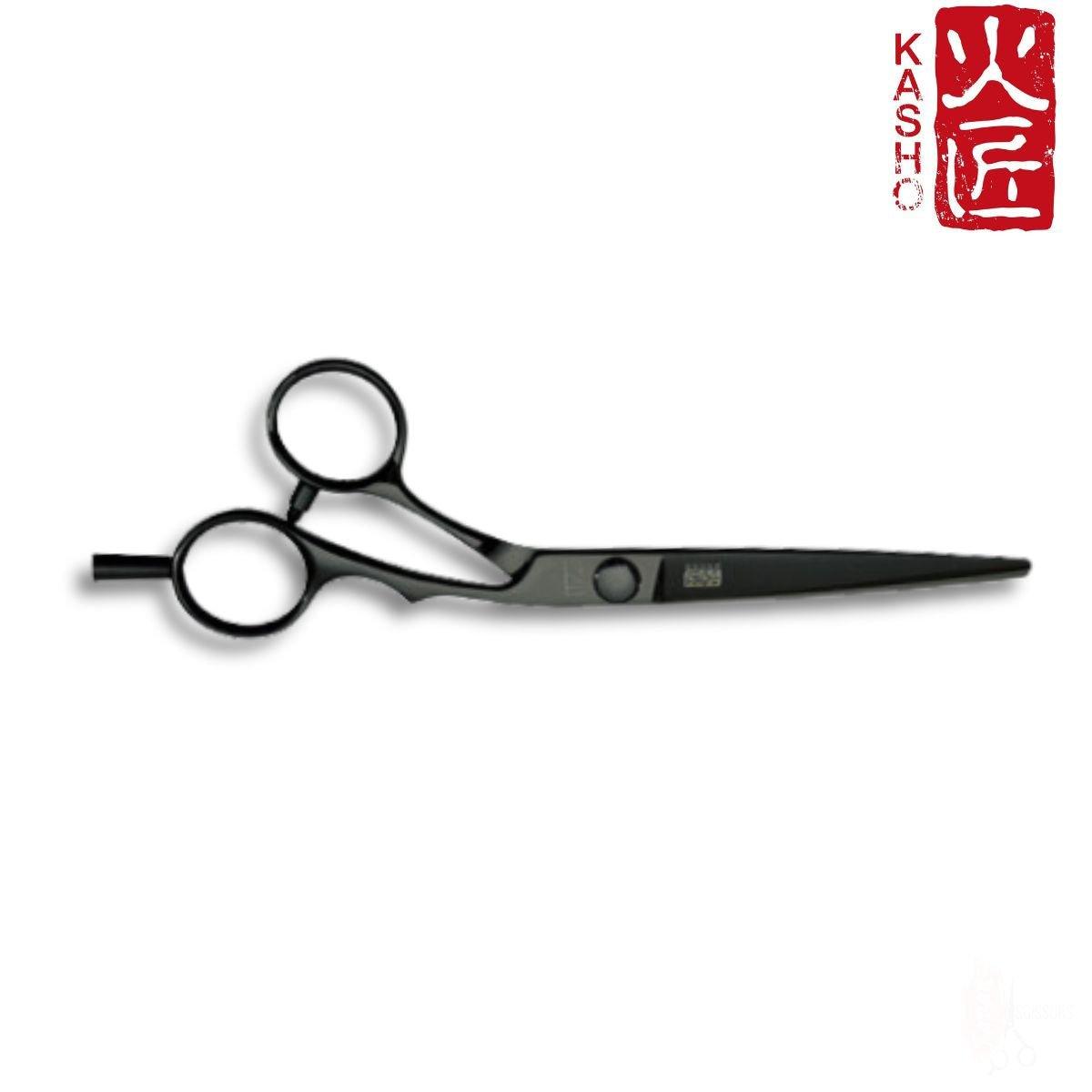 Kasho Silver Offset: BLACK Hair Cutting Scissors in - Hair Cutting Scissors For Hair Stylists & Barbers (SKU: SCKSI55OSB)