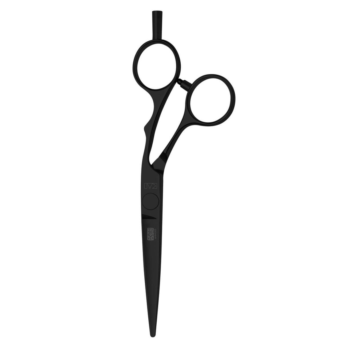 Kasho Silver Offset: BLACK Hair Cutting Scissors in - Hair Cutting Scissors For Hair Stylists & Barbers (SKU: SCKSI55OSB)