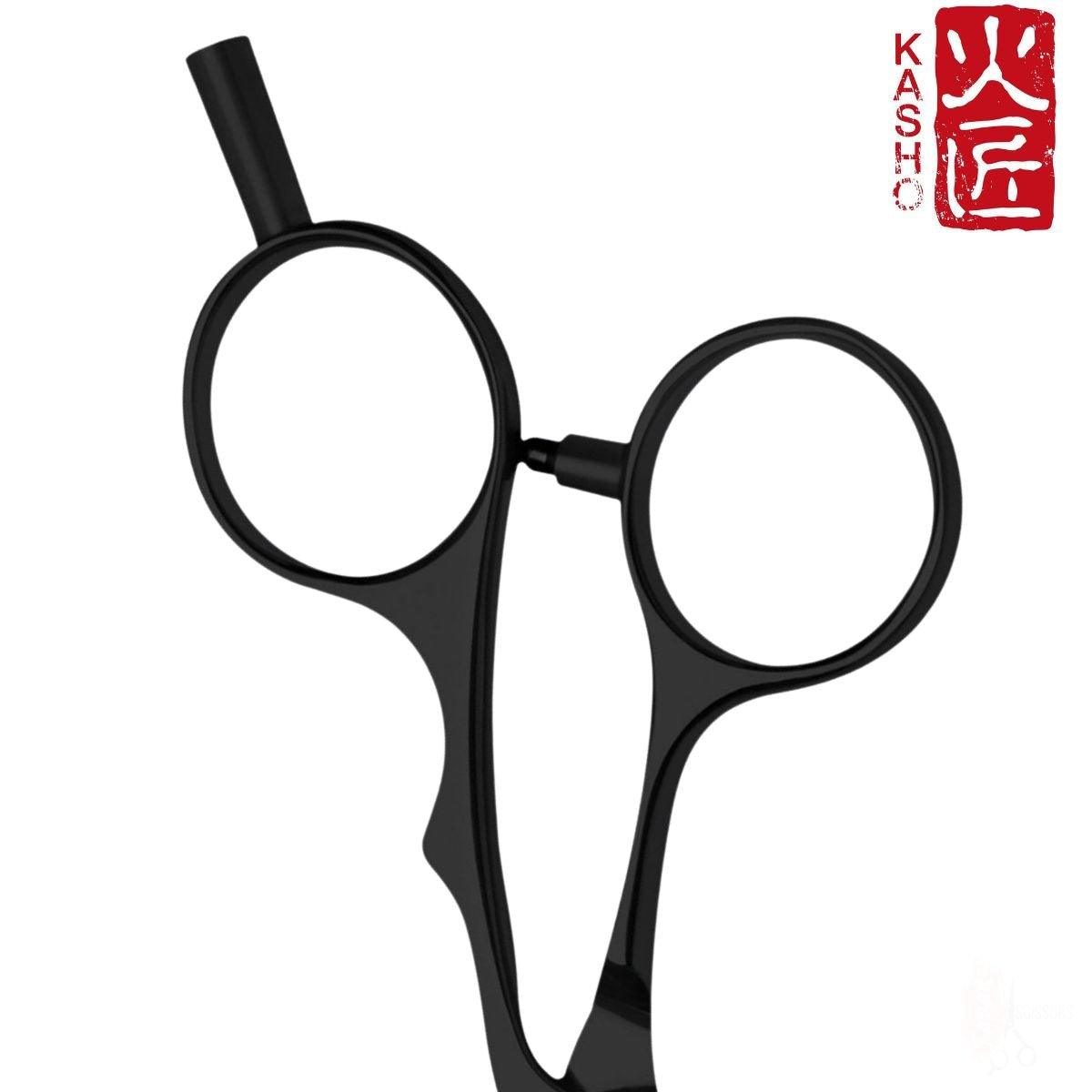 Kasho Silver Offset: BLACK Hair Cutting Scissors in - Hair Cutting Scissors For Hair Stylists & Barbers (SKU: SCKSI55OSB)