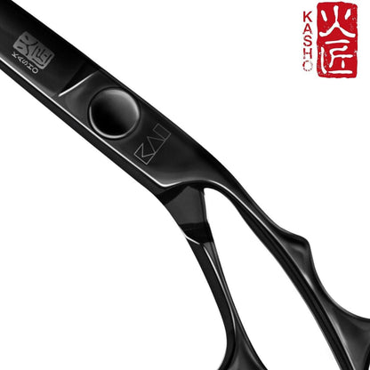 Kasho Silver Offset: BLACK Hair Cutting Scissors in - Hair Cutting Scissors For Hair Stylists & Barbers (SKU: SCKSI55OSB)
