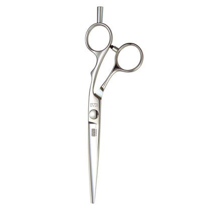 Kasho Silver Offset Hair Cutting Scissors in - Hair Cutting Scissors For Hair Stylists & Barbers (SKU: SCKSI55OS)