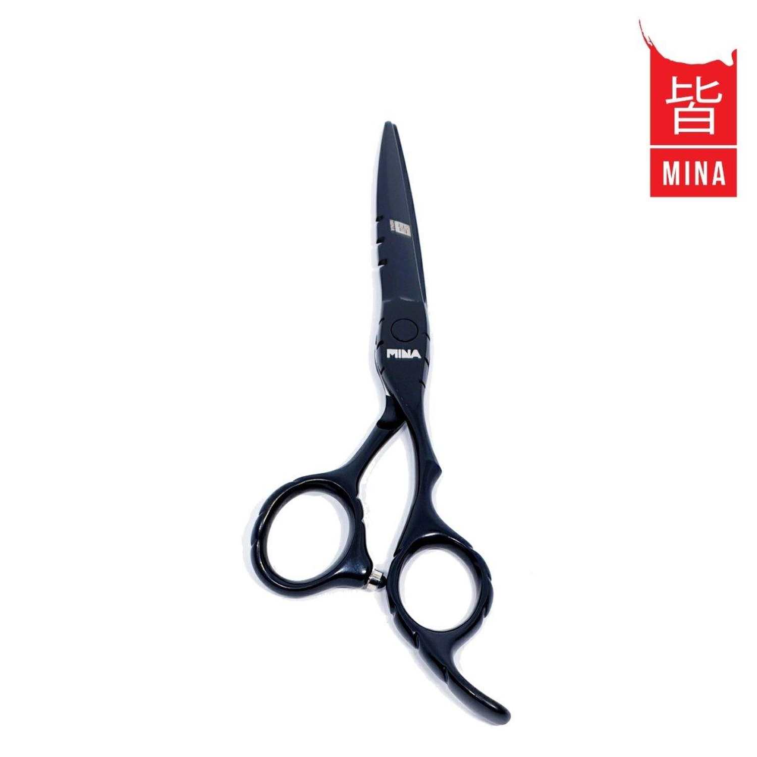 Mina Matte Black Offset Hairdressing Scissor Set (SKU: MIN-MTB-S60)