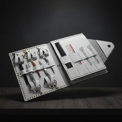 Premium White Leather Scissor Case - 5 Scissor Pocket (SKU: JUN-CASE-W10PC)