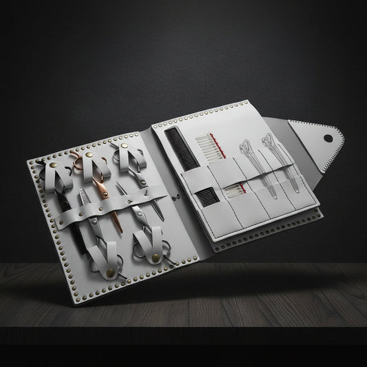 Premium White Leather Scissor Case - 5 Scissor Pocket (SKU: JUN-CASE-W10PC)