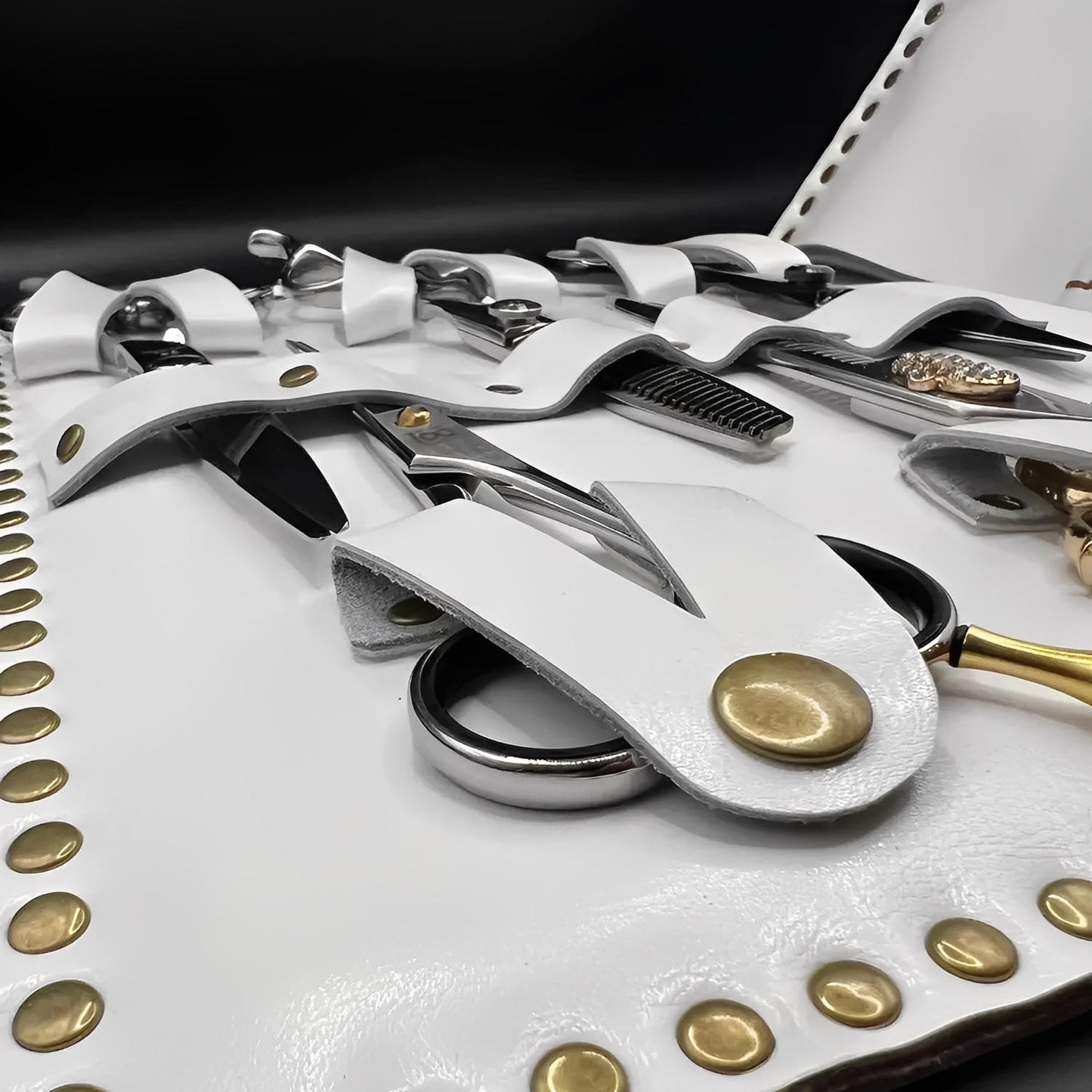 Premium White Leather Scissor Case - 5 Scissor Pocket (SKU: JUN-CASE-W10PC)