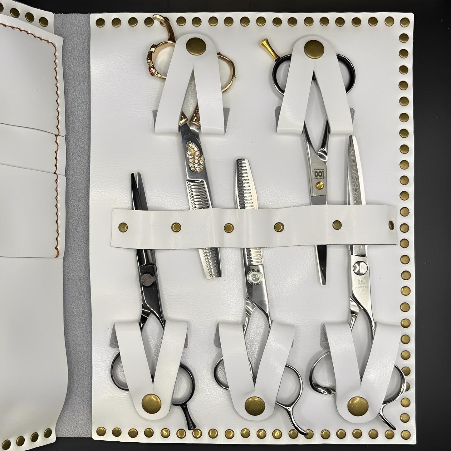 Premium White Leather Scissor Case - 5 Scissor Pocket (SKU: JUN-CASE-W10PC)