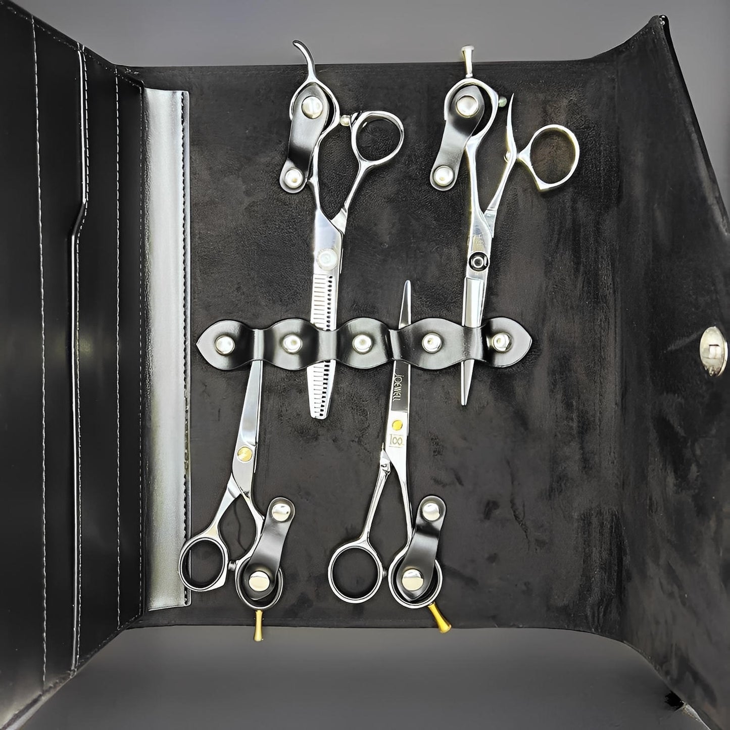 Juntetsu Leather Scissor Case - 8 Pocket Premium Storage (SKU: JUN-CASE-B8PC)