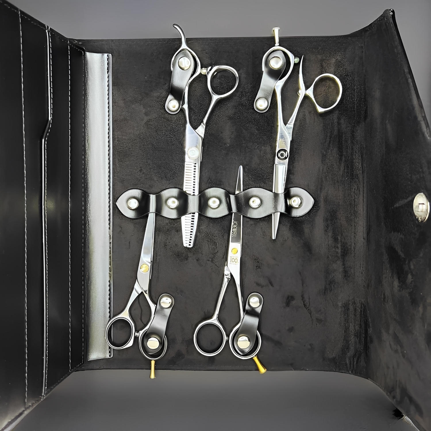 Juntetsu Leather Scissor Case - 8 Pocket Premium Storage (SKU: JUN-CASE-B8PC)