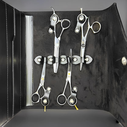 Juntetsu Leather Scissor Case - 8 Pocket Premium Storage (SKU: JUN-CASE-B8PC)