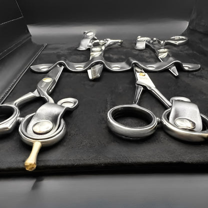 Juntetsu Leather Scissor Case - 8 Pocket Premium Storage (SKU: JUN-CASE-B8PC)