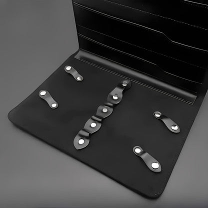 Juntetsu Leather Scissor Case - 8 Pocket Premium Storage (SKU: JUN-CASE-B8PC)