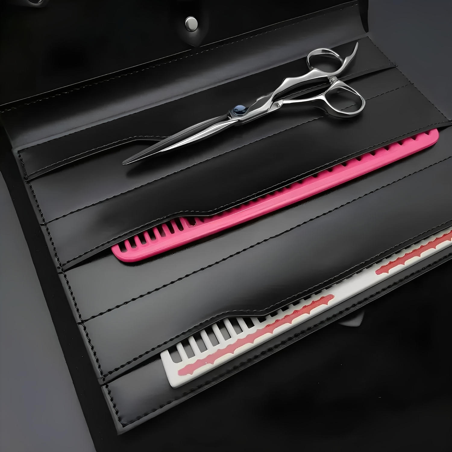 Juntetsu Leather Scissor Case - 8 Pocket Premium Storage (SKU: JUN-CASE-B8PC)