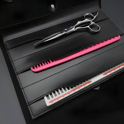 Juntetsu Leather Scissor Case - 8 Pocket Premium Storage (SKU: JUN-CASE-B8PC)