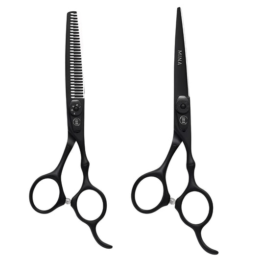 Mina Timeless Hairdressing Matte Black Scissor Set & Kit (SKU: MIN-TML-S55)