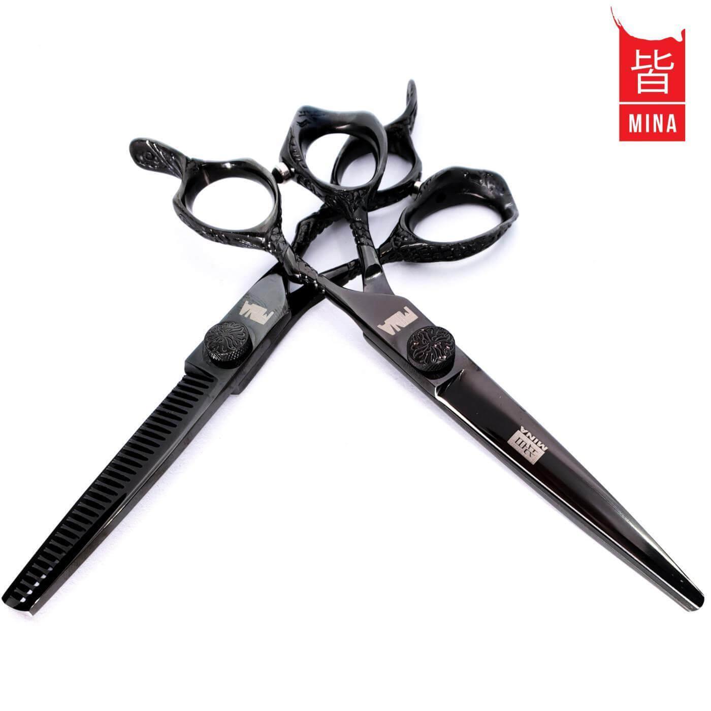 Mina Ash Black Cutting & Thinning Scissors Set - Japan Scissors